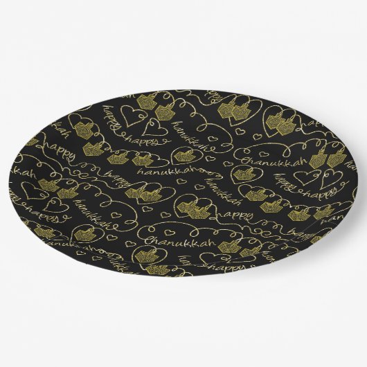 Chanoeka Gold Dreidels Papieren Bordje (Gekanteld)