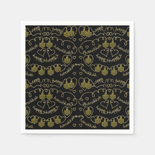 Chanoeka Gold Dreidels Servet (Voorkant)