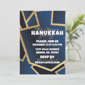 Chanoeka Golden Dreidels Navy Blue Kaart (Staand voorkant)