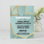 Chanoeka Golden Dreidels Turquoise Kaart (Staand voorkant)