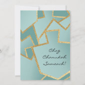 Chanoeka Golden Dreidels Turquoise Kaart (Achterkant)