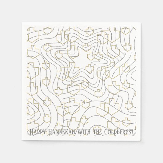 Chanoeka Goud N Zilveren Dreidels Servet (Voorkant)