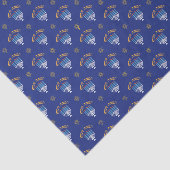 Chanoeka Gouden Ster van David Menorah Wit Blauw Tissuepapier (Detail)