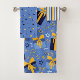 Chanoeka Handdoek Set Blauw & Geel Ster van David