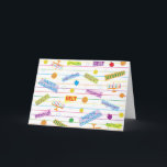 Chanoeka "Hanukkah Party" Wenskaart/Envelope Feestdagen Kaart<br><div class="desc">Chanoeka "Hanukkah Party" Wenskaart met Envelope. Om te personaliseren, schrap tekst en vervang met uw eigen bericht. Kies uw favoriete doopvontstijl, kleur, en grootte. De achtergrondkleur kan worden veranderd door een nieuwe achtergrondkleur te selecteren. Bedankt voor het stoppen en winkelen. Veel waardering!!! Happy Hanukkah! Grootte: Standaard (5 x 7 inch)...</div>
