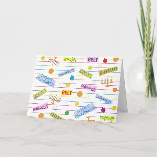 Chanoeka "Hanukkah Party" Wenskaart/Envelope Feestdagen Kaart (Voorkant)