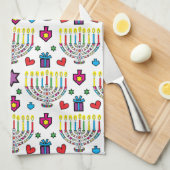 Chanoeka Hanukkiah Licht en helder Theedoek (Quarter Fold)