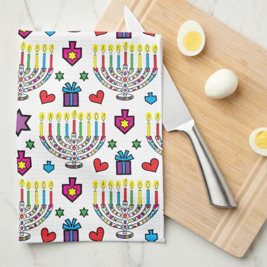 Chanoeka Hanukkiah Licht en helder Theedoek (Quarter Fold)