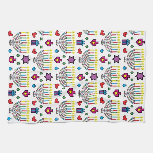 Chanoeka Hanukkiah Licht en helder Theedoek (Horizontaal)