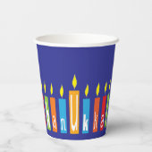 Chanoeka Happy Candles 8 oz. Papieren Bekers (Achterkant)