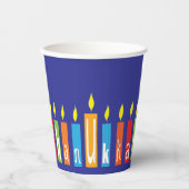 Chanoeka Happy Candles 8 oz. Papieren Bekers (Voorkant)