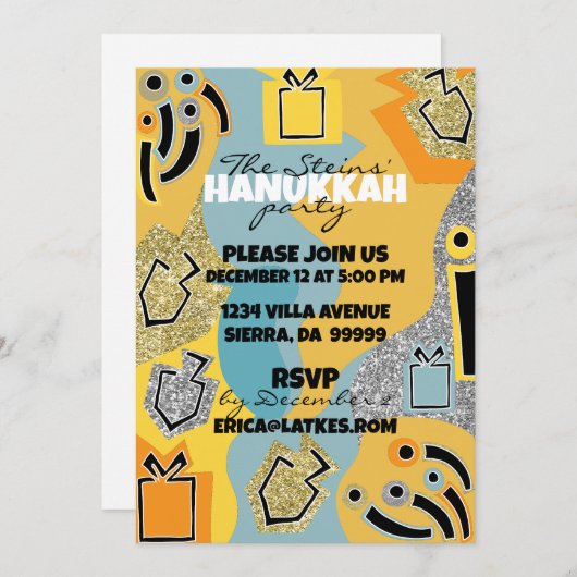 Chanoeka Happy Glitzy Art Kaart (Voorkant / Achterkant)