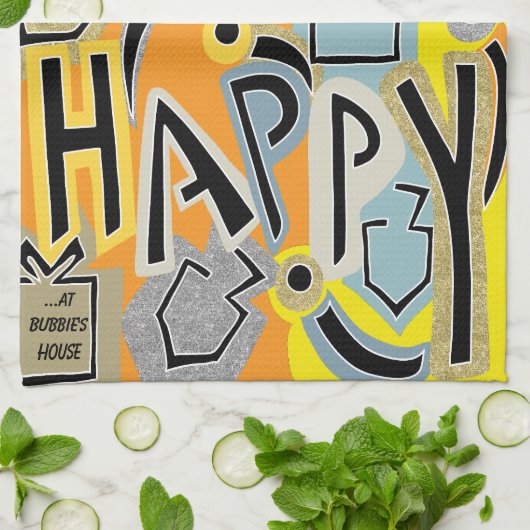 Chanoeka Happy Glitzy Art Theedoek (Gevouwen)