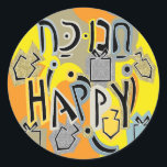 Chanoeka Happy Glitzy Happy Stickers (1 1/2"/3")<br><div class="desc">Chanoeka Happy Glitzy Art Vakantie stickers. Kies uit 1 1/2" en 3" stickers. Bedankt voor het stoppen en winkelen door! Uw bedrijf wordt zeer gewaardeerd! Fijne Chanoeka! Vorm: Classic Ronde Sticker Maak uw unieke stijlstok door voor elke gelegenheid aangepaste stickers te maken! Van speciale mailings en scrapbooking tot kinder activiteiten...</div>