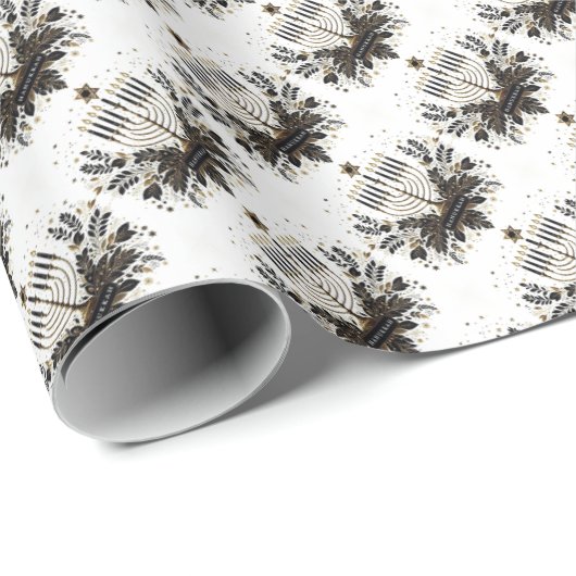 Chanoeka inpakpapier met Menorah (Rol Hoek)