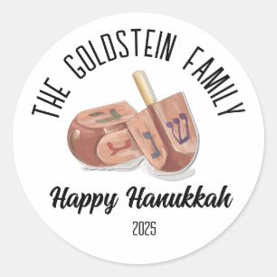 Chanoeka Joodse Chanoeka Gepersonaliseerde familie Ronde Sticker
