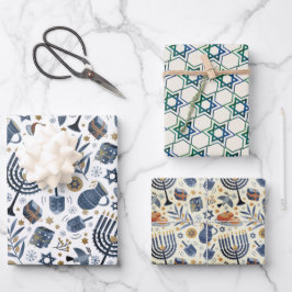 Chanoeka Joodse feestdag klassieke rustieke symbol Inpakpapier Vel