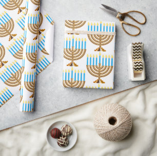 Chanoeka Joodse Menorah Hebreeuwse Gift Cadeaupapier
