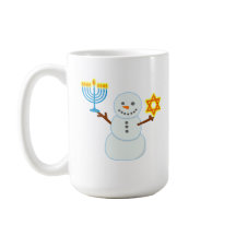 Chanoeka Joodse schattige sneeuwman Menorah Ster v