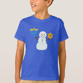 Chanoeka Joodse schattige sneeuwman Menorah Ster v T-shirt