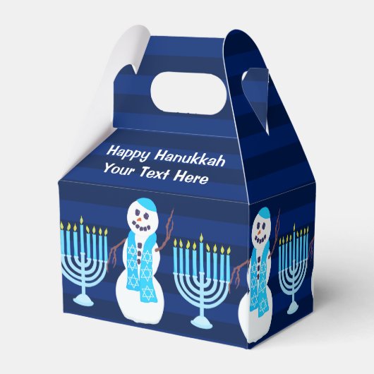 Chanoeka Joodse Sneeuwman Blauwe Menorah Kinderen Bedankdoosjes (Achterkant)