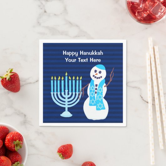 Chanoeka Joodse Sneeuwman Blauwe Menorah Party Dec Servet (Insitu)