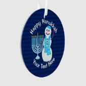 Chanoeka Joodse sneeuwman Blue Menorah Chrismukkah Ornament (voorkant)
