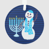 Chanoeka Joodse sneeuwman Blue Menorah Chrismukkah Ornament (achterkant)