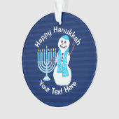 Chanoeka Joodse sneeuwman Blue Menorah Chrismukkah Ornament (voorkant)