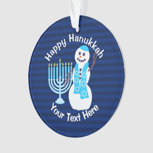 Chanoeka Joodse sneeuwman Blue Menorah Chrismukkah Ornament (voorkant)