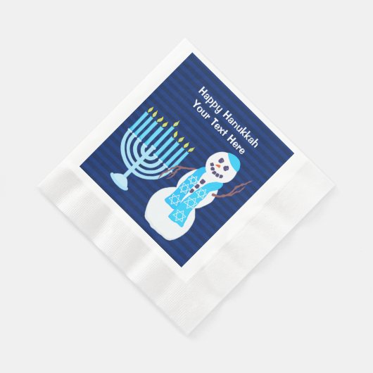 Chanoeka Joodse sneeuwman en blauwe menora groot Servetten (Hoek)