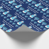 Chanoeka Joodse sneeuwman Menorah personaliseren d Cadeaupapier (Hoek)