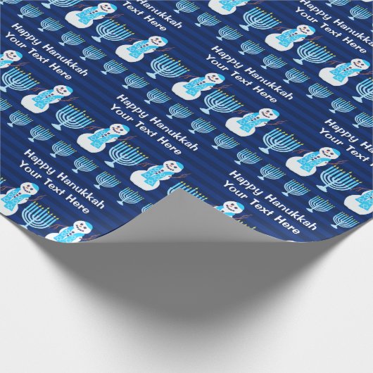Chanoeka Joodse sneeuwman Menorah personaliseren d Cadeaupapier (Hoek)
