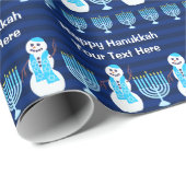Chanoeka Joodse sneeuwman Menorah personaliseren d Cadeaupapier (Rol Hoek)