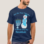 Chanoeka Joodse sneeuwman zet op uw Yamuka Fun T-shirt (Voorkant)