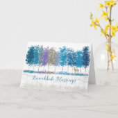 Chanoeka Joodse Zegeningen Bomen en Lone Herten Kaart (Gele Bloem)