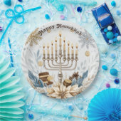 🕎 Chanoeka Joy, waterverf lichtfeest Papieren Bordje (Feest)