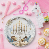 🕎 Chanoeka Joy, waterverf lichtfeest Papieren Bordje (Feest)