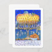 Chanoeka kaarsen venster feestdagenkaart (Voorkant / Achterkant)