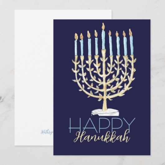 Chanoeka Kaart Blauw (Voorkant / Achterkant)