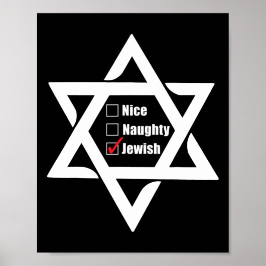 Chanoeka Kerstster van David Nice Naughty Jewi Poster (Voorkant)