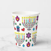 Chanoeka Kleurrijke Menorahs 8 oz. Papieren Bekers (Achterkant)