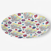 Chanoeka kleurrijke menorah's papieren bordje (Gekanteld)