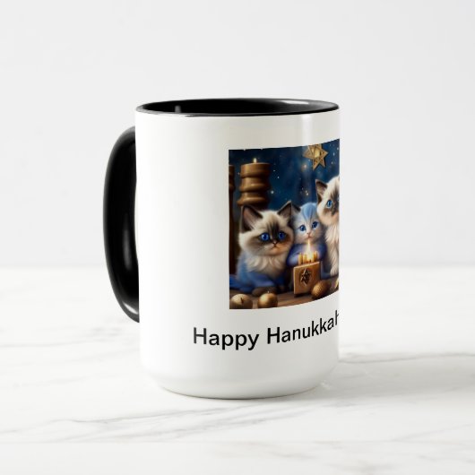 Chanoeka Koffie Mok met Ragdoll Katten (Voorkant links)