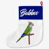 Chanoeka kous - Blauwe Quaker papegaai Grote Kerstsok (Achterkant)