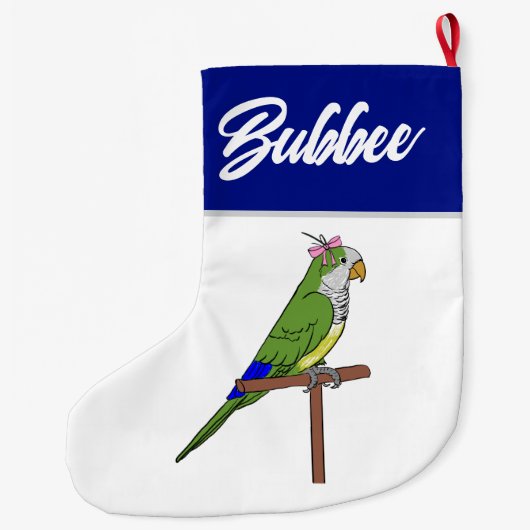 Chanoeka kous - Blauwe Quaker papegaai Grote Kerstsok (Achterkant)