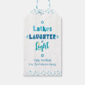 Chanoeka Latkes Lachen Licht Typografie Rustiek Cadeaulabel (Voorkant)