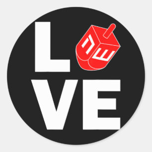 Chanoeka Liefde Dreidel Joodse Vakantie Ronde Sticker