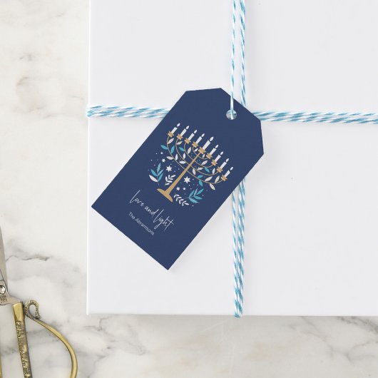 Chanoeka Liefde & Licht Bloemen Menorah Cadeaulabel