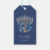 Chanoeka Liefde & Licht Bloemen Menorah Cadeaulabel (Voorkant)